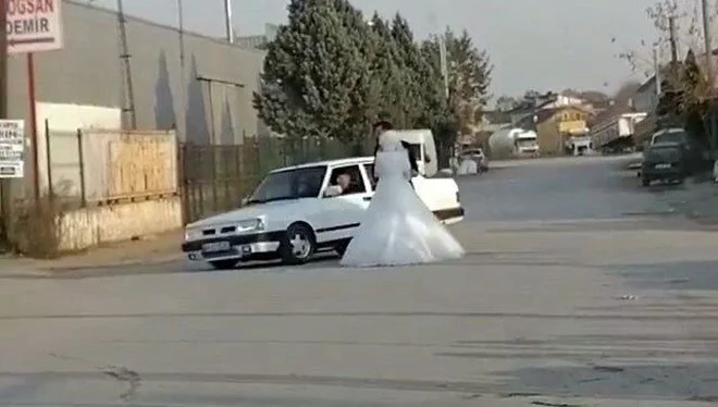 Gelin ve damada drift şovu pahalıya patladı